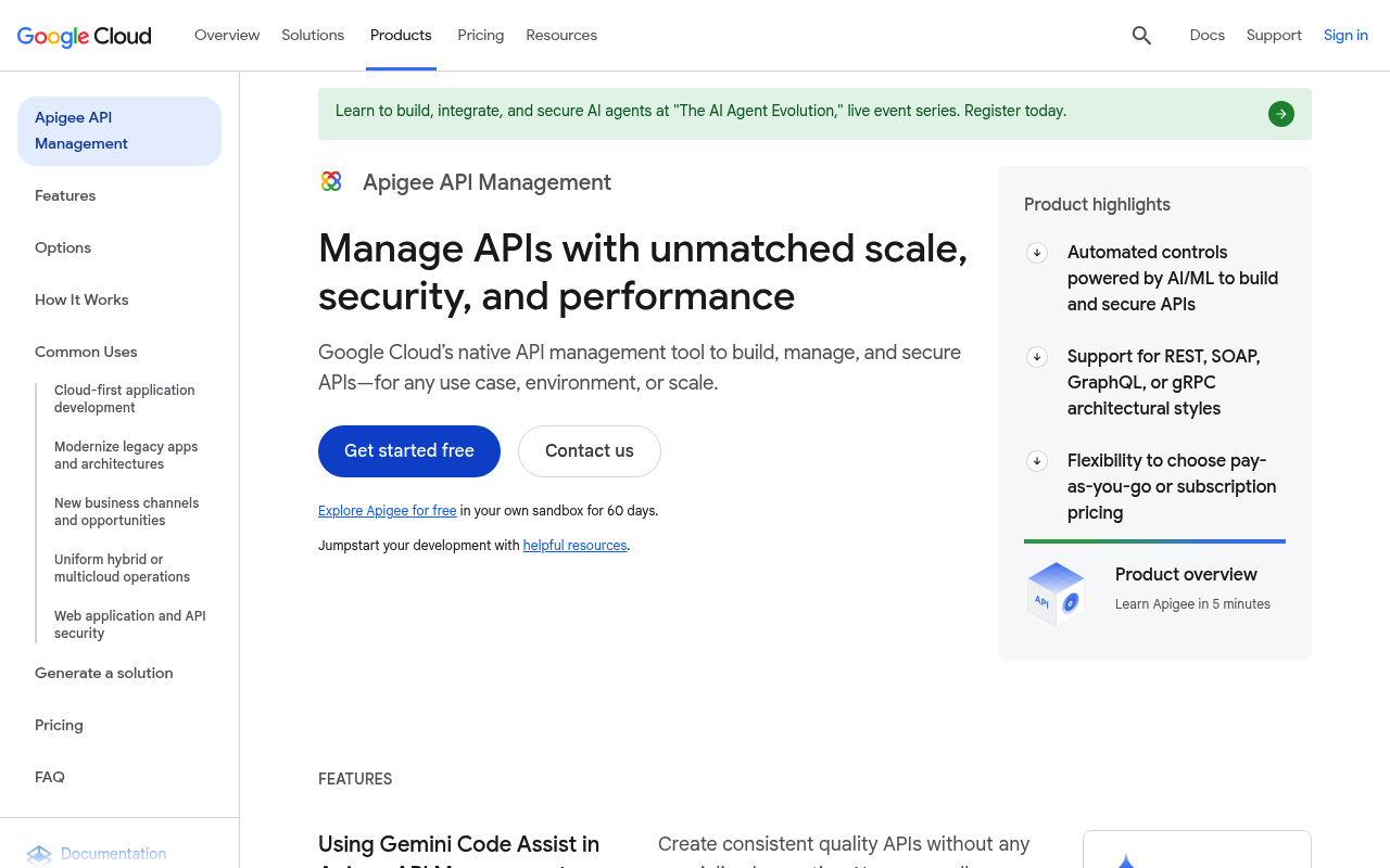 Apigee website screenshot