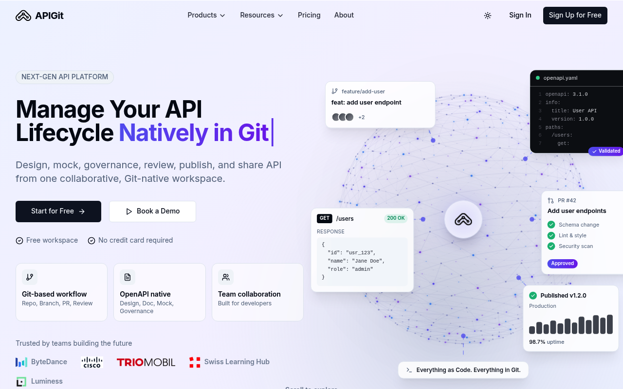 APIGit website screenshot