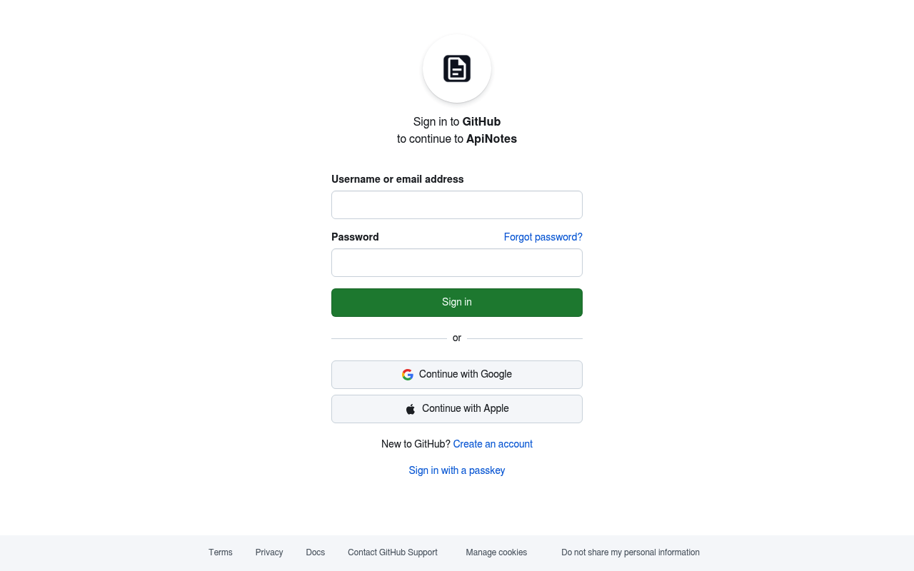 ApiNotes website screenshot