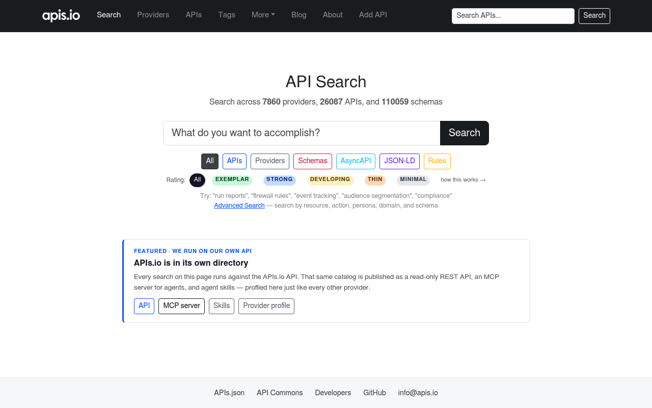 APIs.io website screenshot