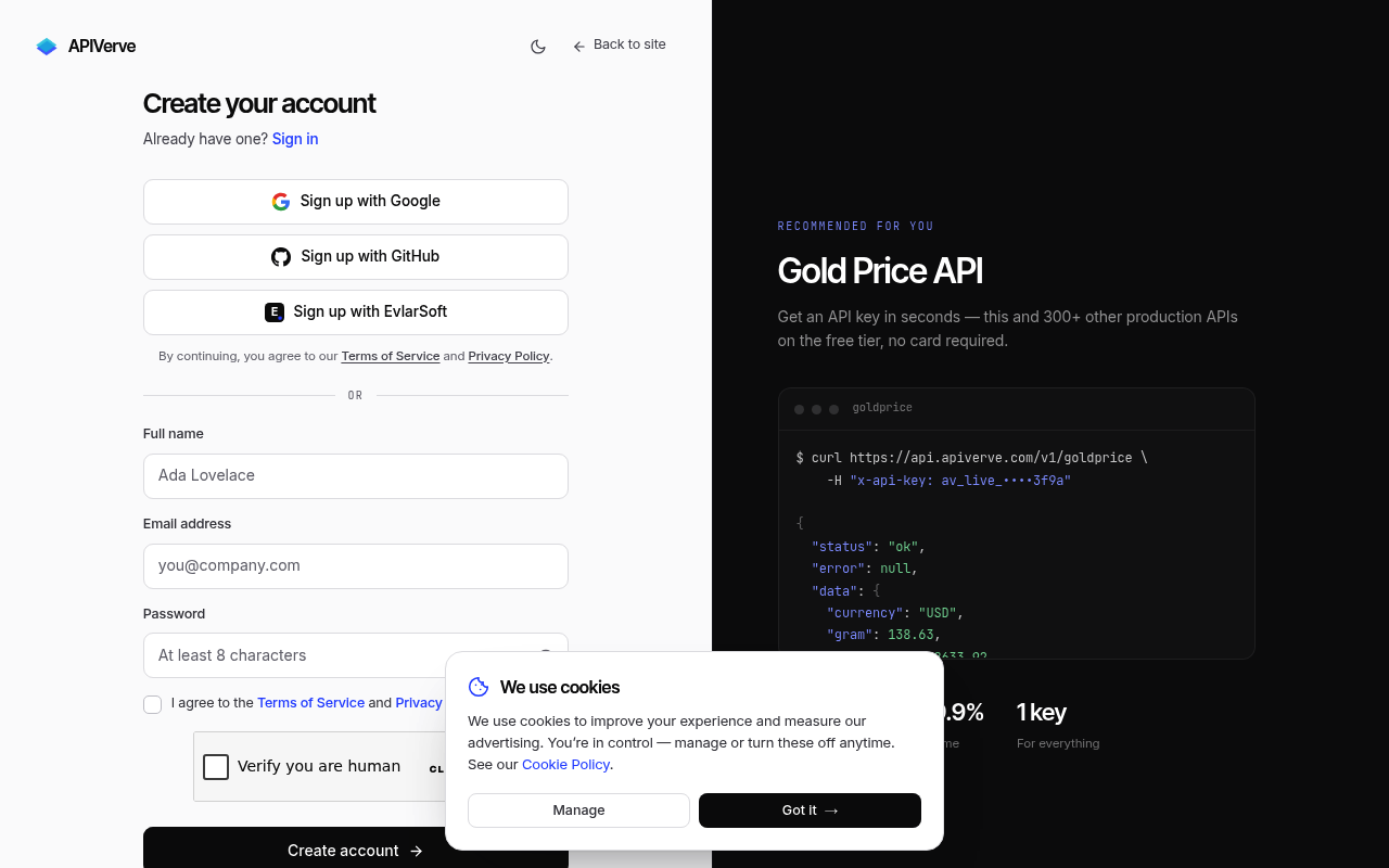 APIVerve website screenshot
