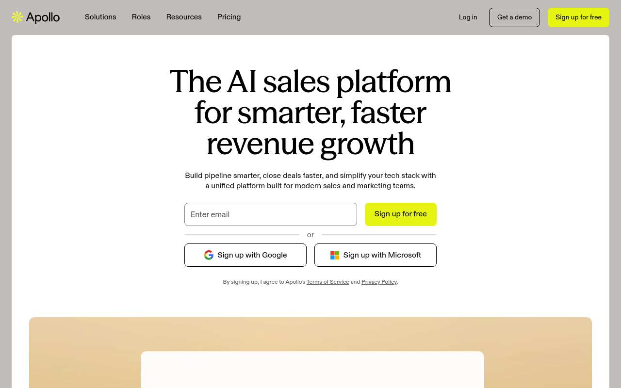 Apollo.io website screenshot