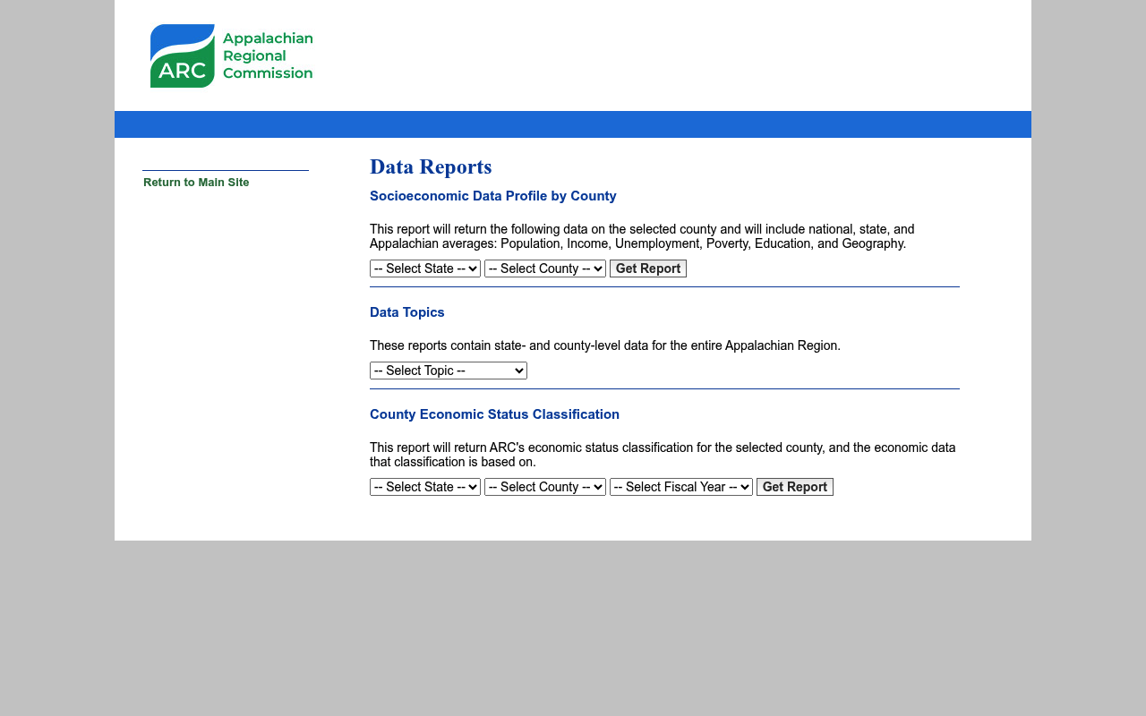 Appalachian Regional Commission website screenshot
