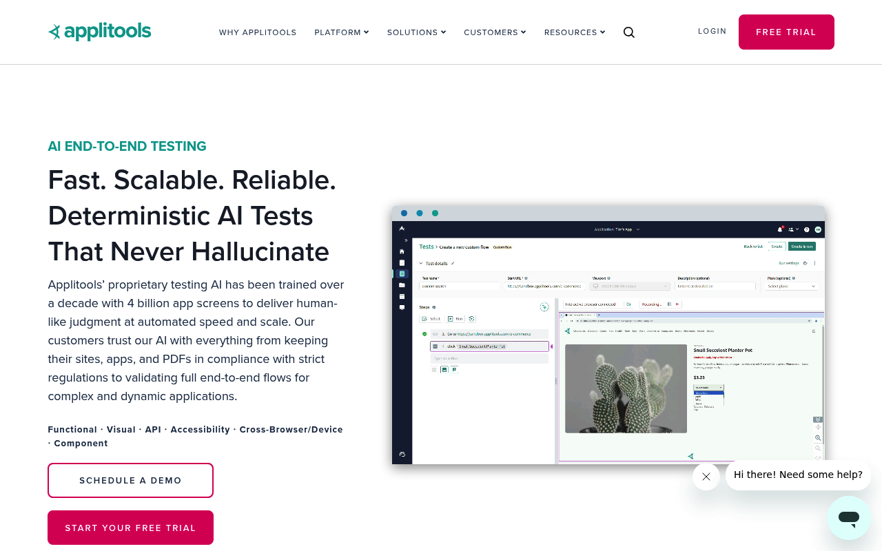 Applitools website screenshot