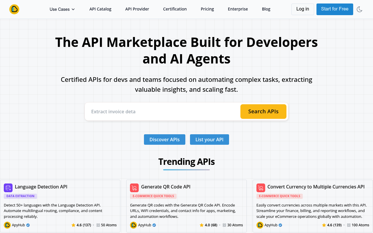 ApyHub website screenshot