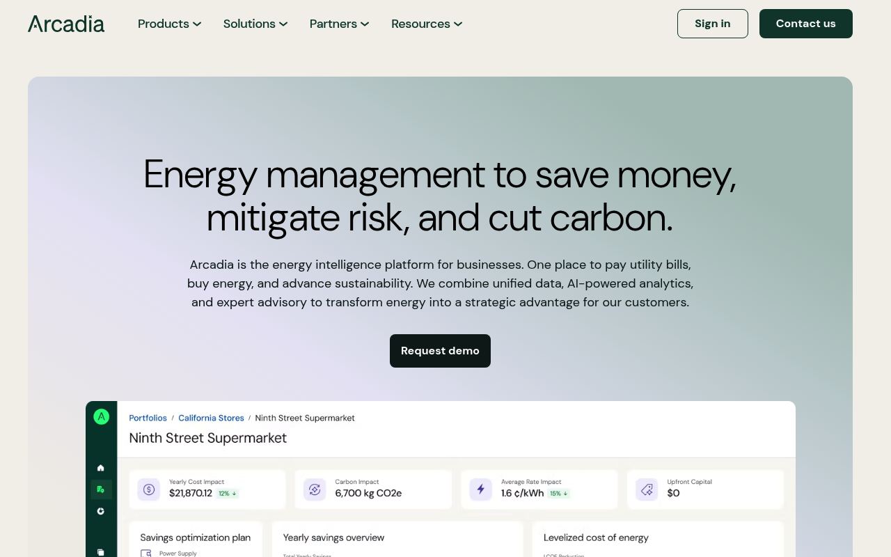 Arcadiapower2 website screenshot