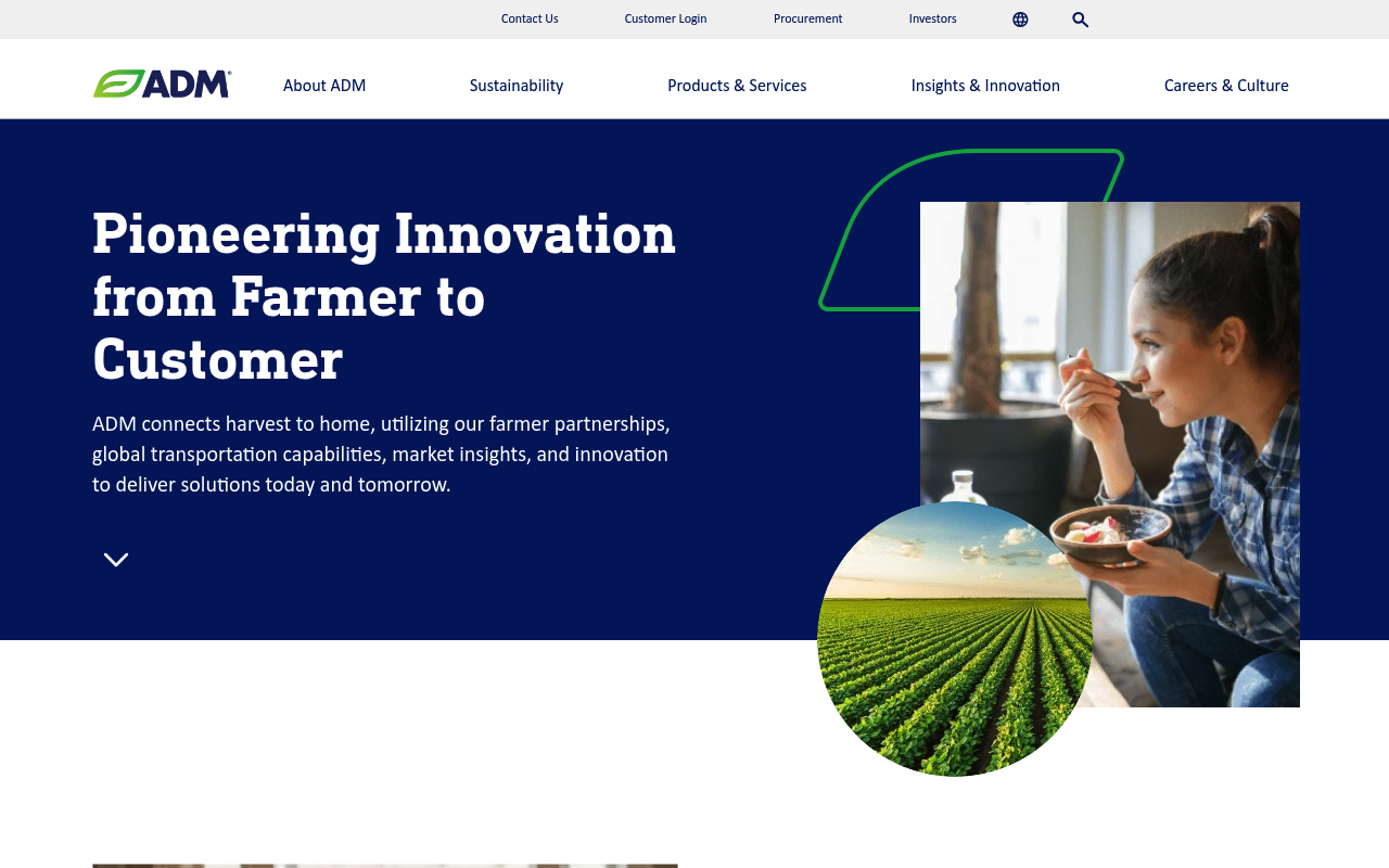 Archer Daniels Midland website screenshot