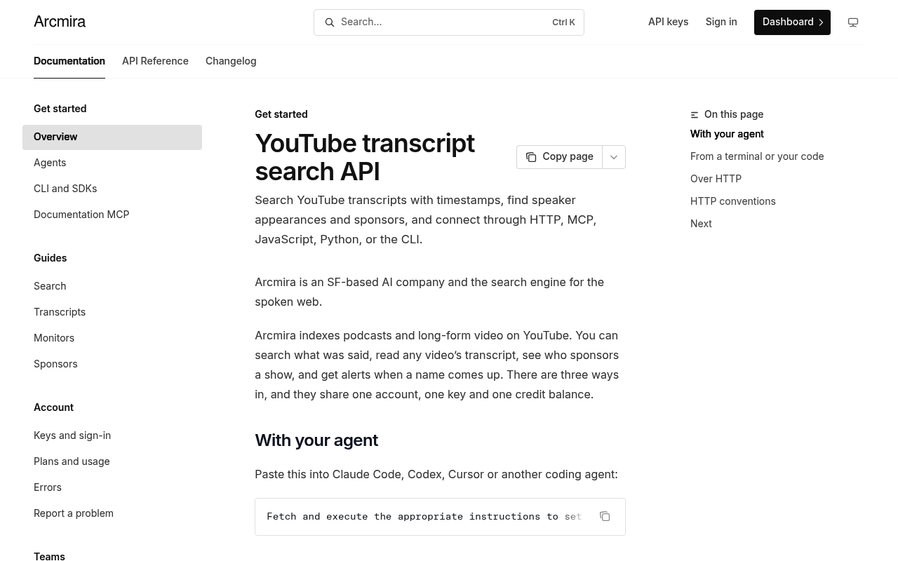 Arcmira website screenshot