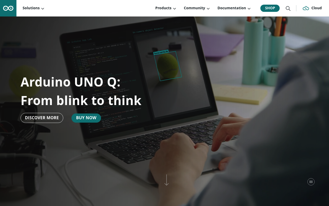 Arduino website screenshot