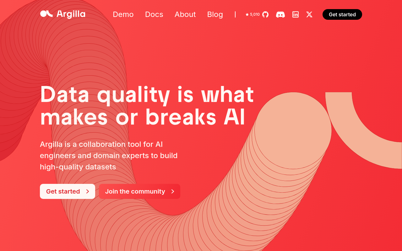 Argilla website screenshot