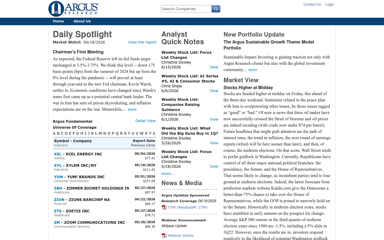 Argus Investor website screenshot