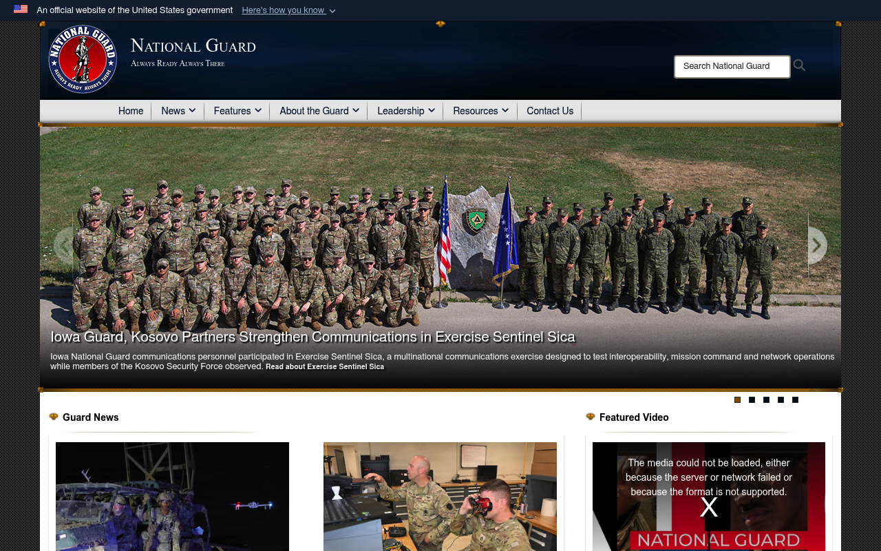 Army National Guard website screenshot