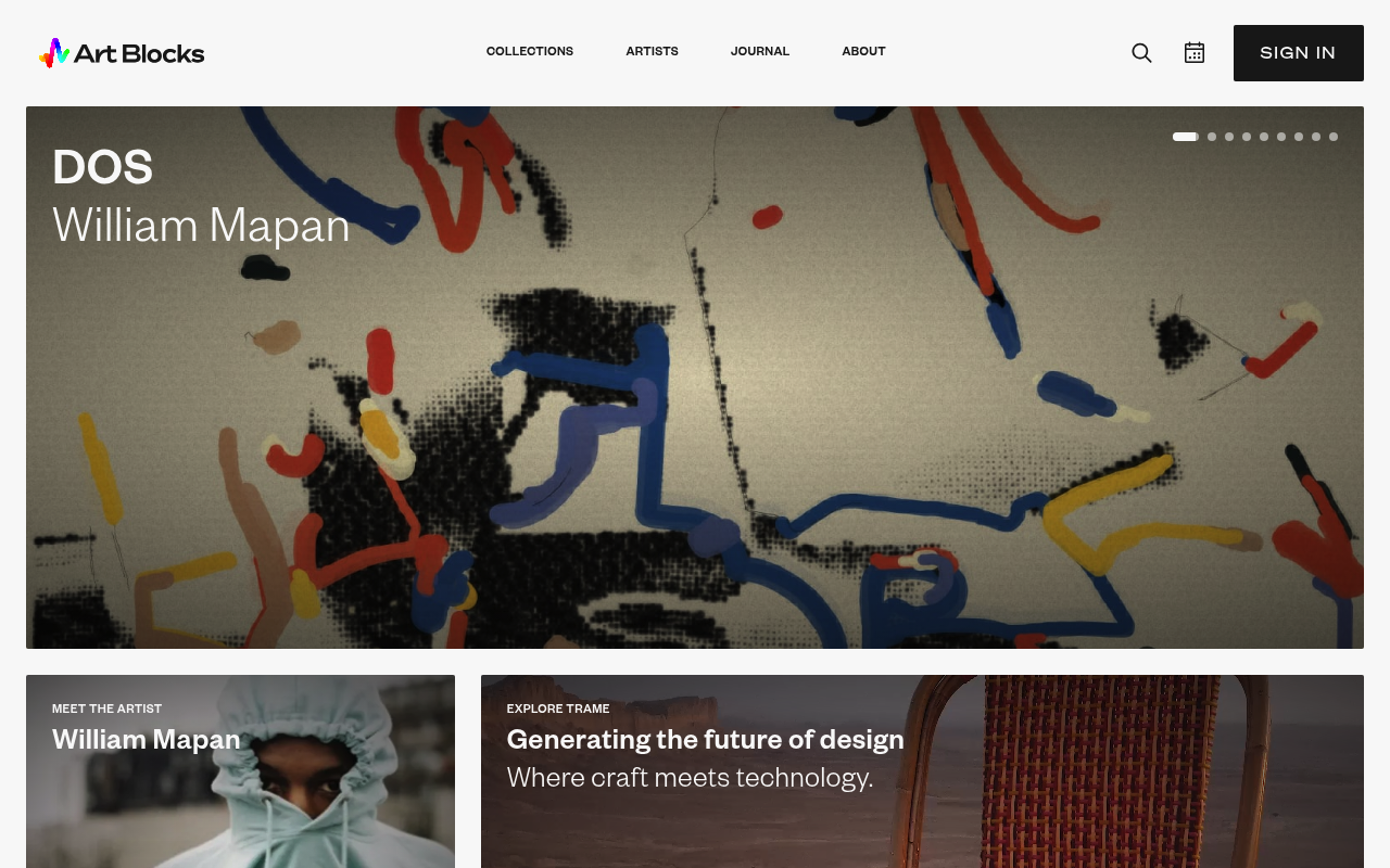 Art Blocks website screenshot