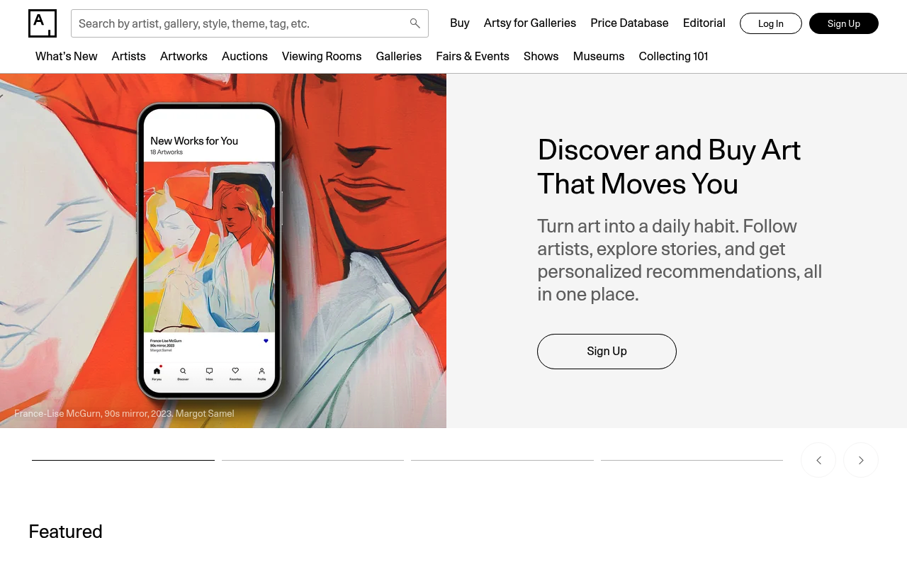 Artsy website screenshot
