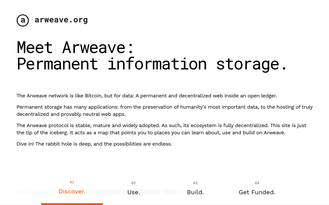 Arweave website screenshot