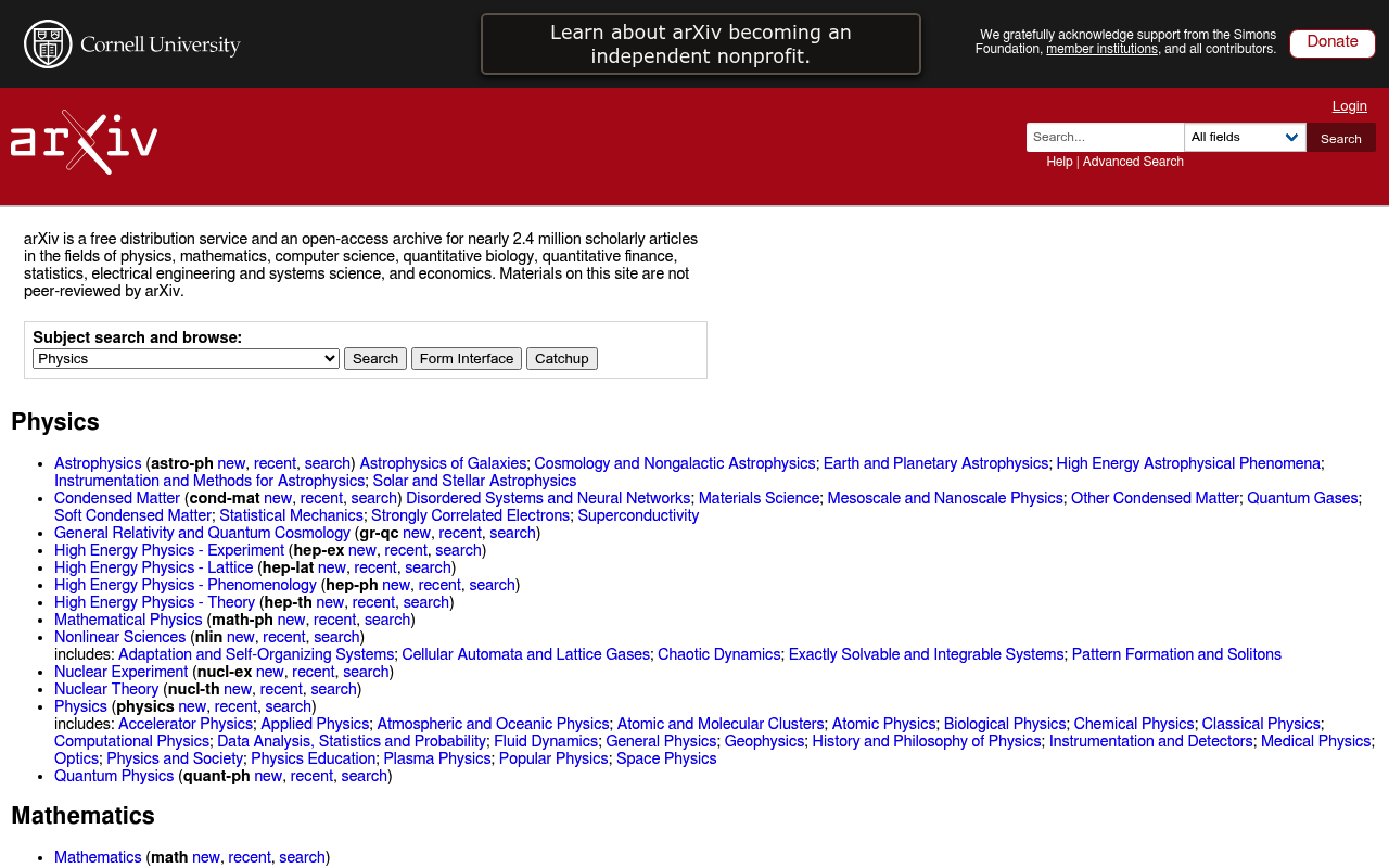 arXiv website screenshot