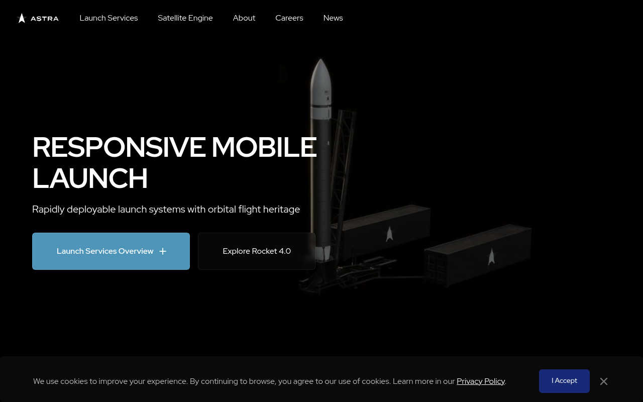 Astra Space website screenshot