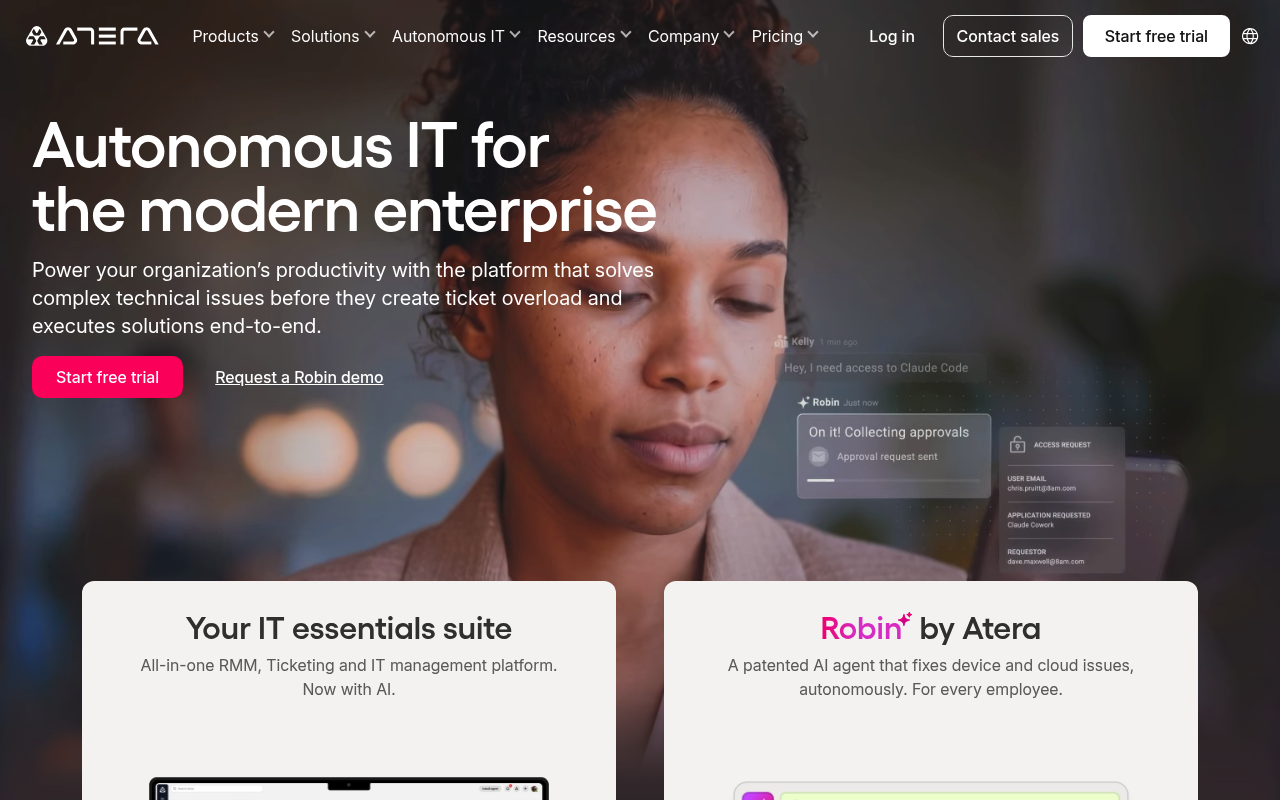 Atera website screenshot