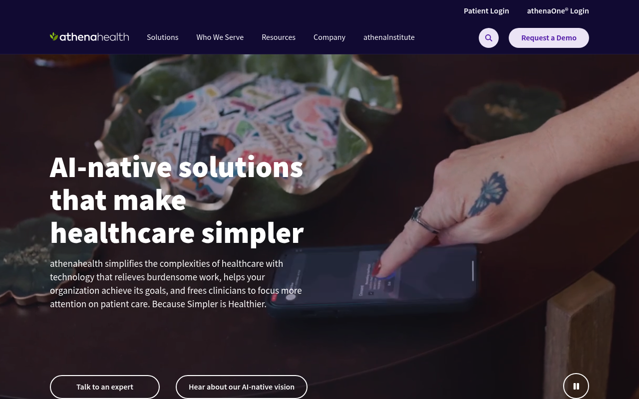 athenahealth website screenshot
