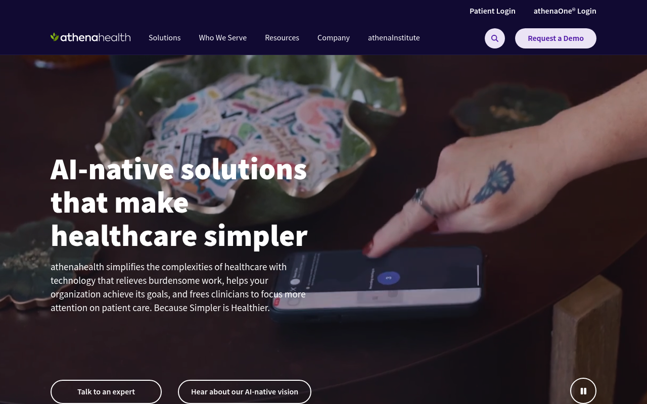 athenahealth website screenshot