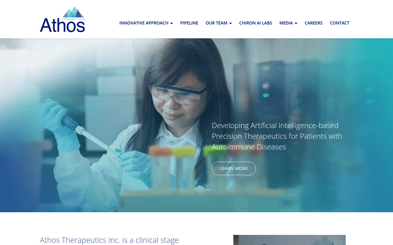 Athos Therapeutics website screenshot