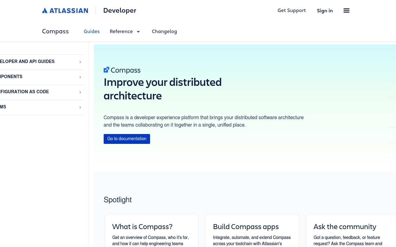 Atlassian Compass website screenshot