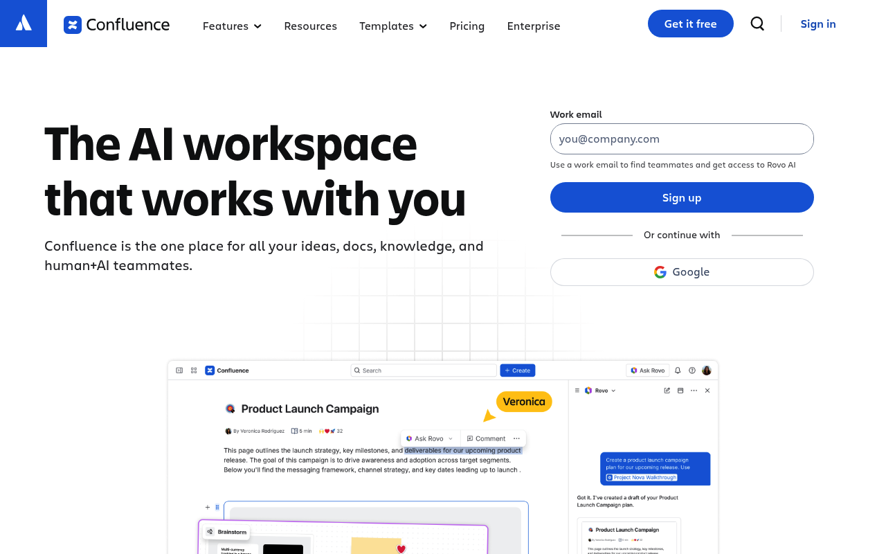 Atlassian Confluence website screenshot
