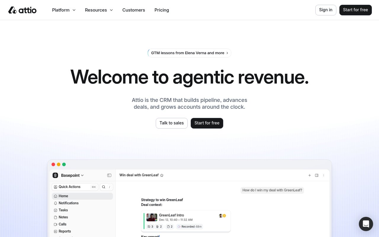 Attio website screenshot