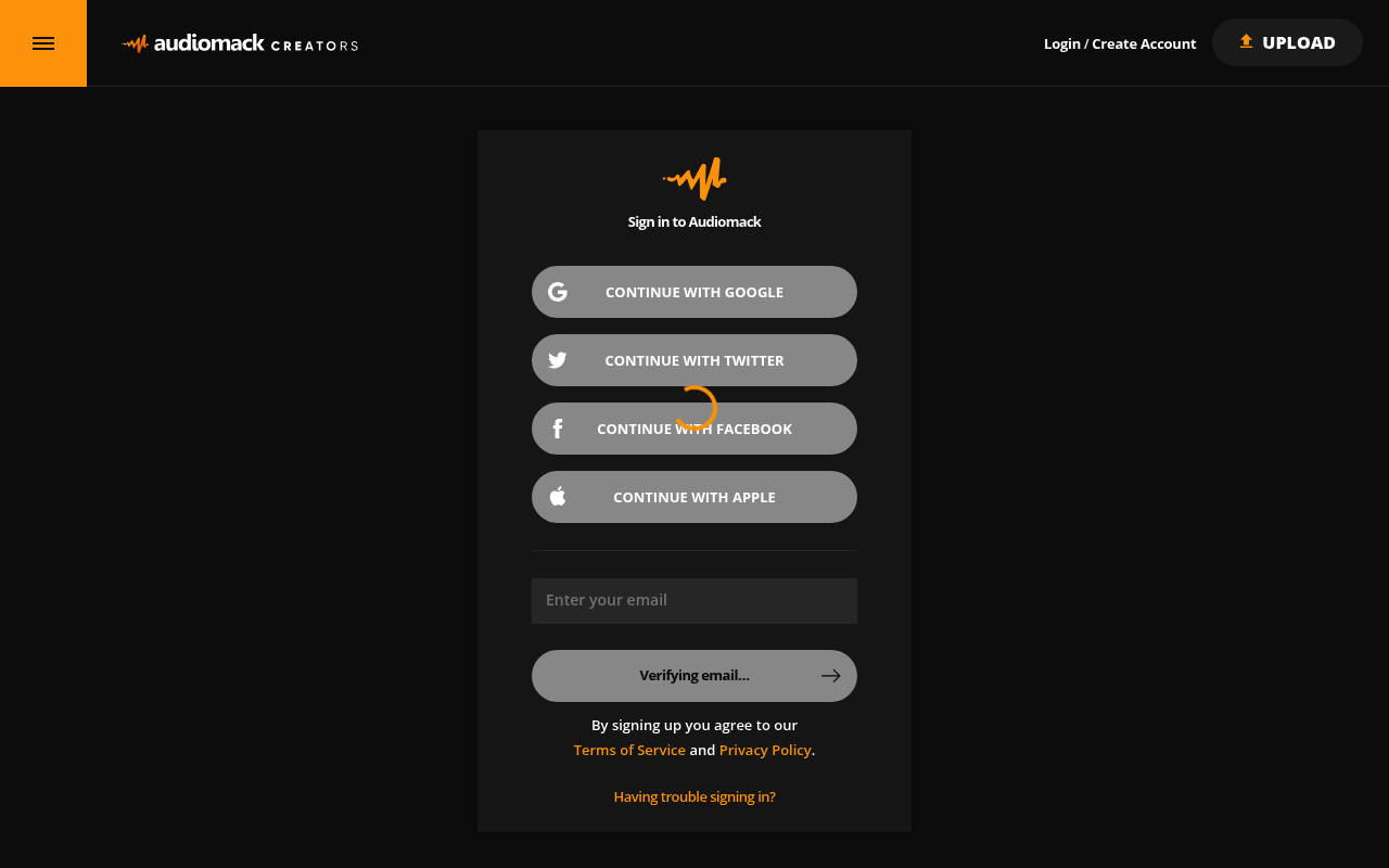 Audiomack website screenshot