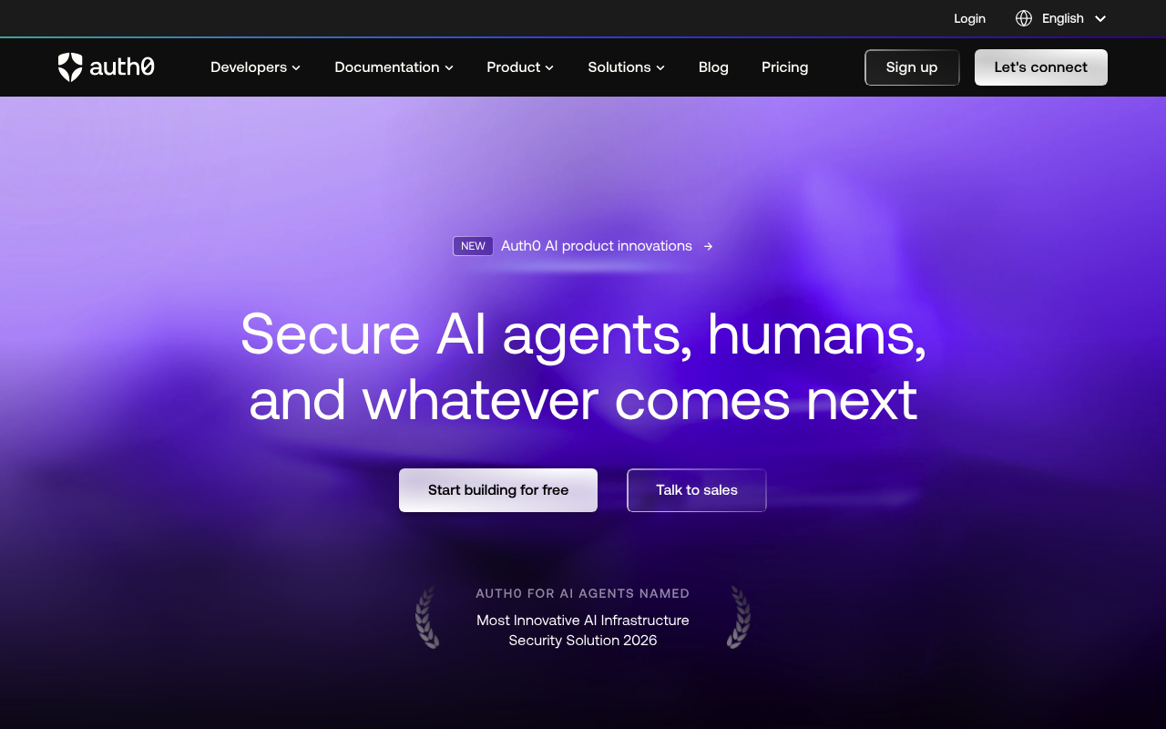 Auth0 website screenshot