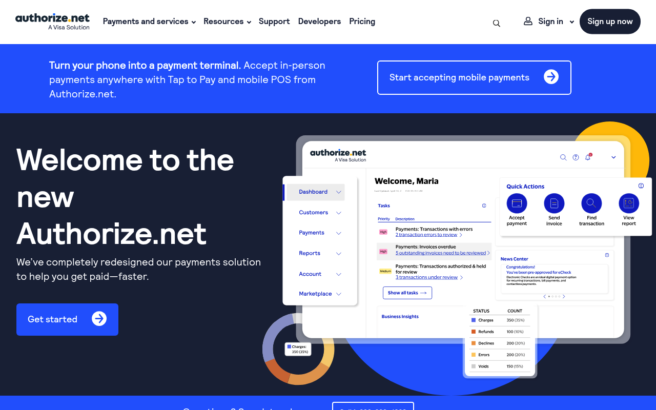 Authorize.net website screenshot