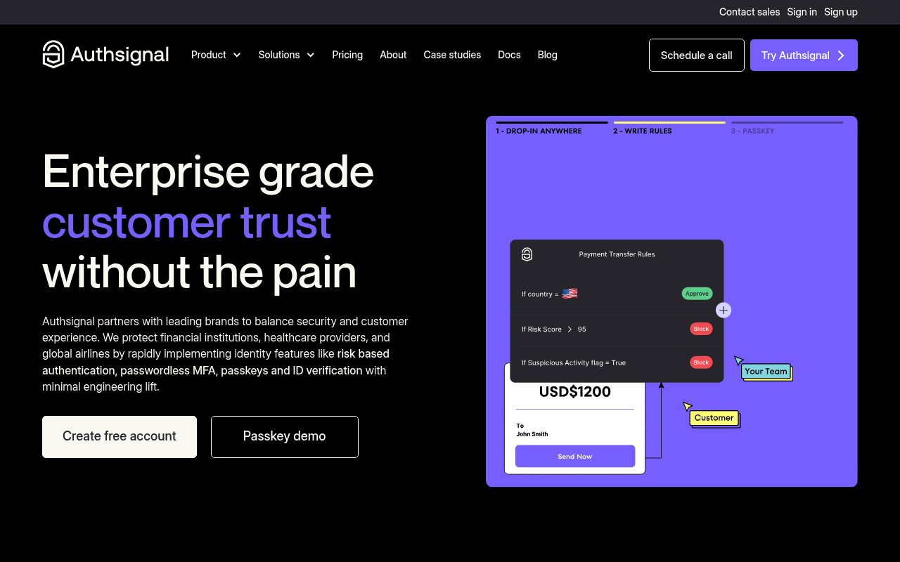 Authsignal website screenshot