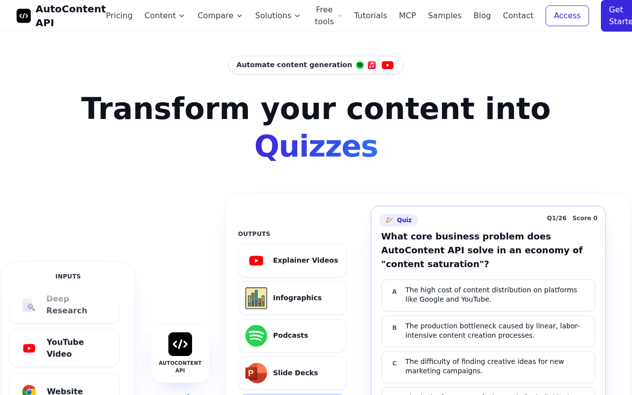 AutoContent API website screenshot