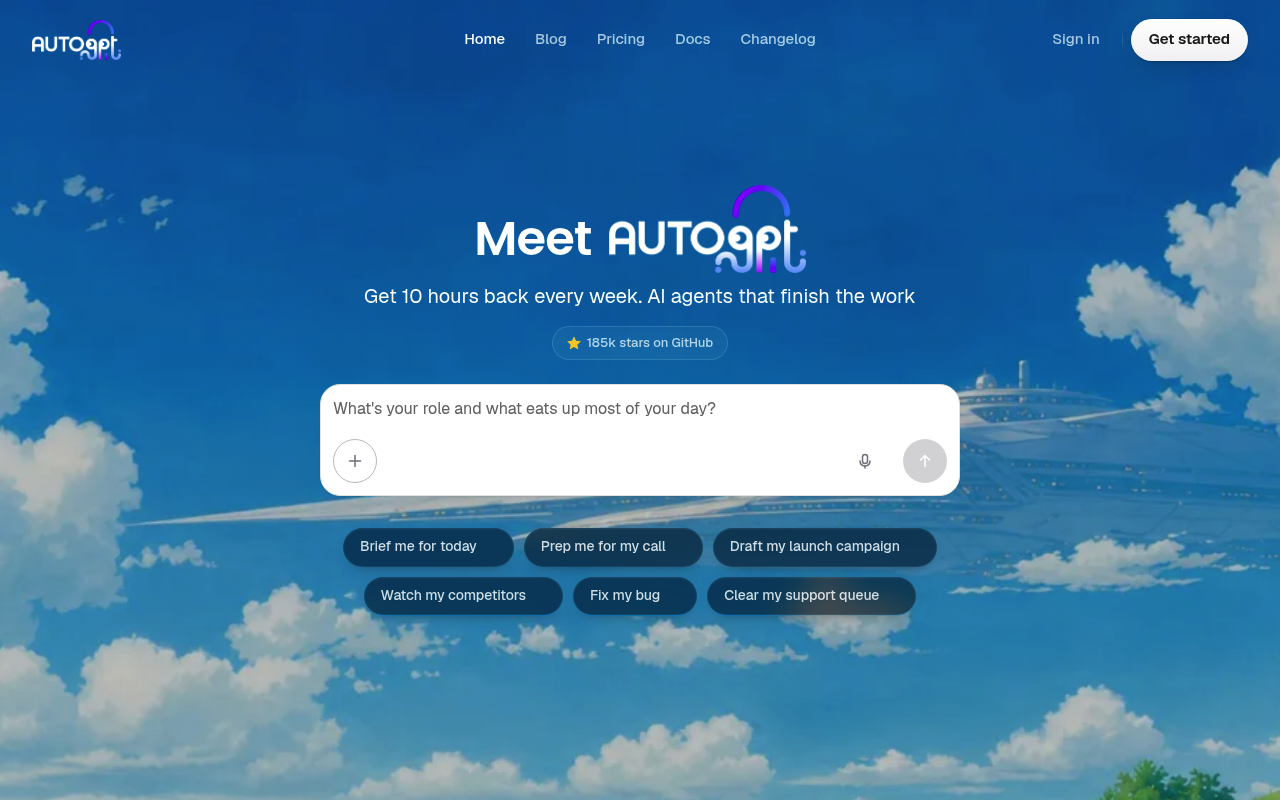AutoGPT website screenshot