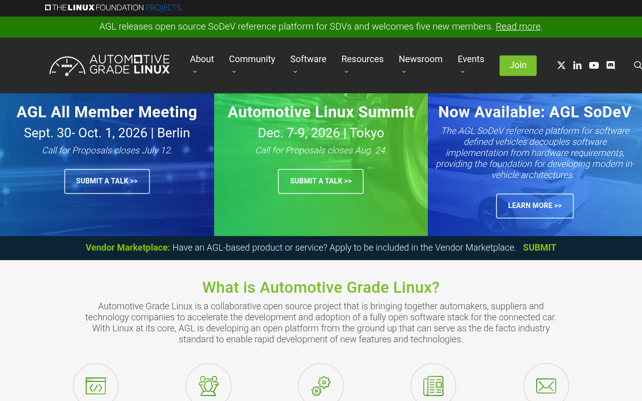 Automotive Grade Linux website screenshot
