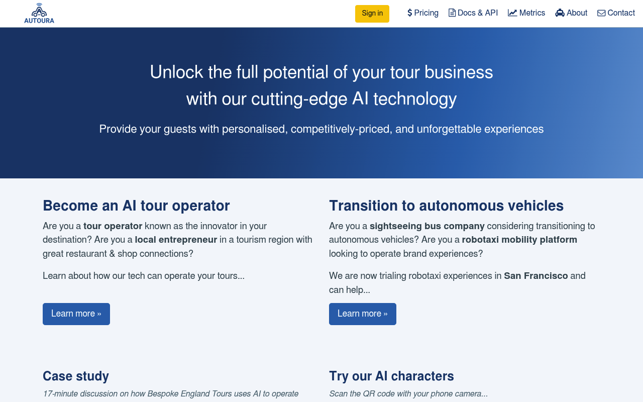 Autoura website screenshot