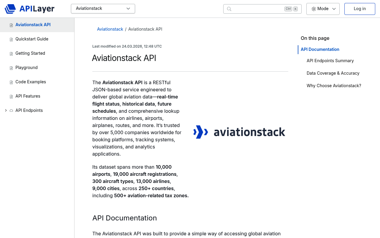 Aviationstack website screenshot