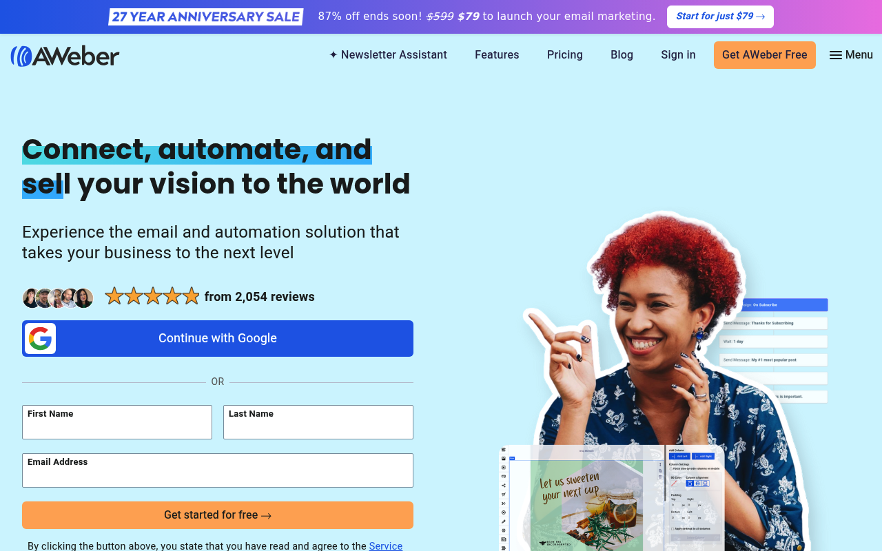 AWeber website screenshot