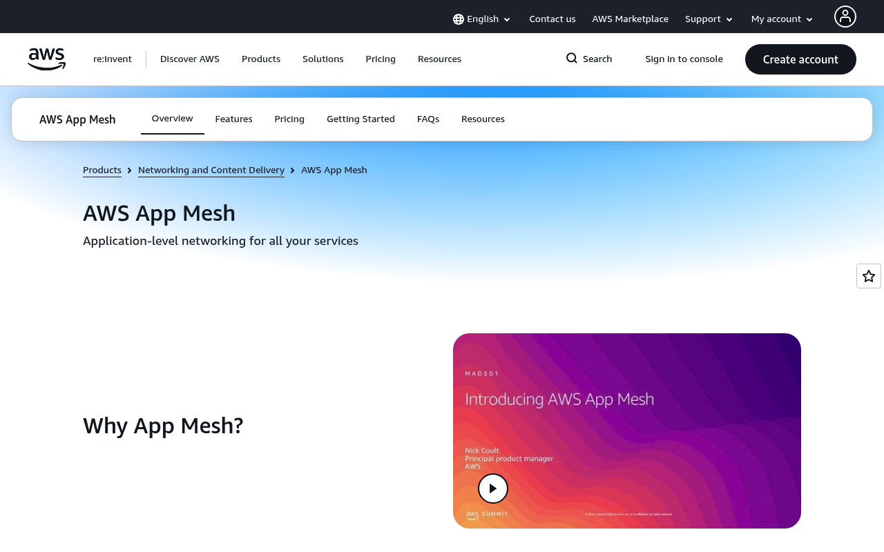 AWS App Mesh website screenshot