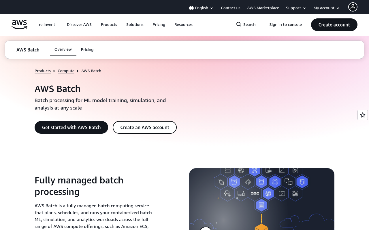 AWS Batch website screenshot