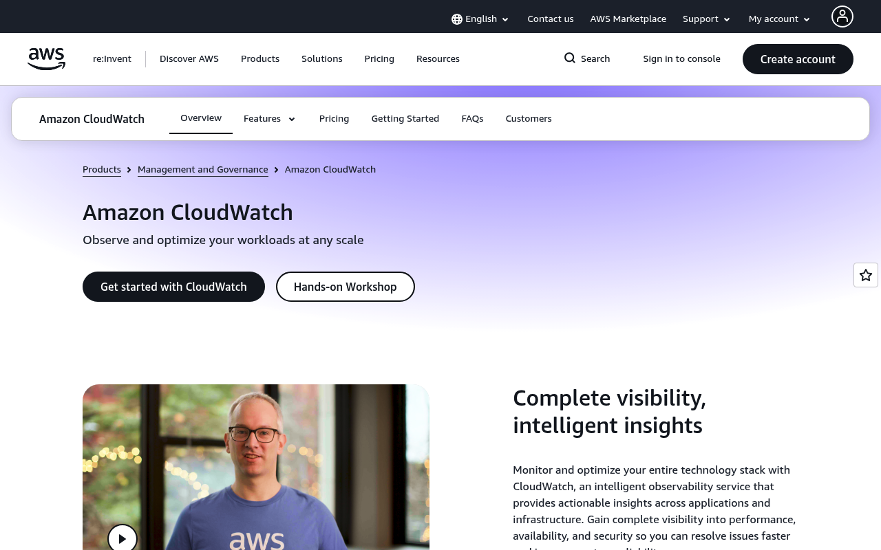 Amazon CloudWatch website screenshot