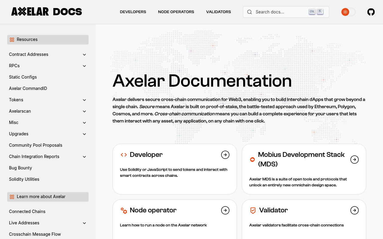 Axelar website screenshot