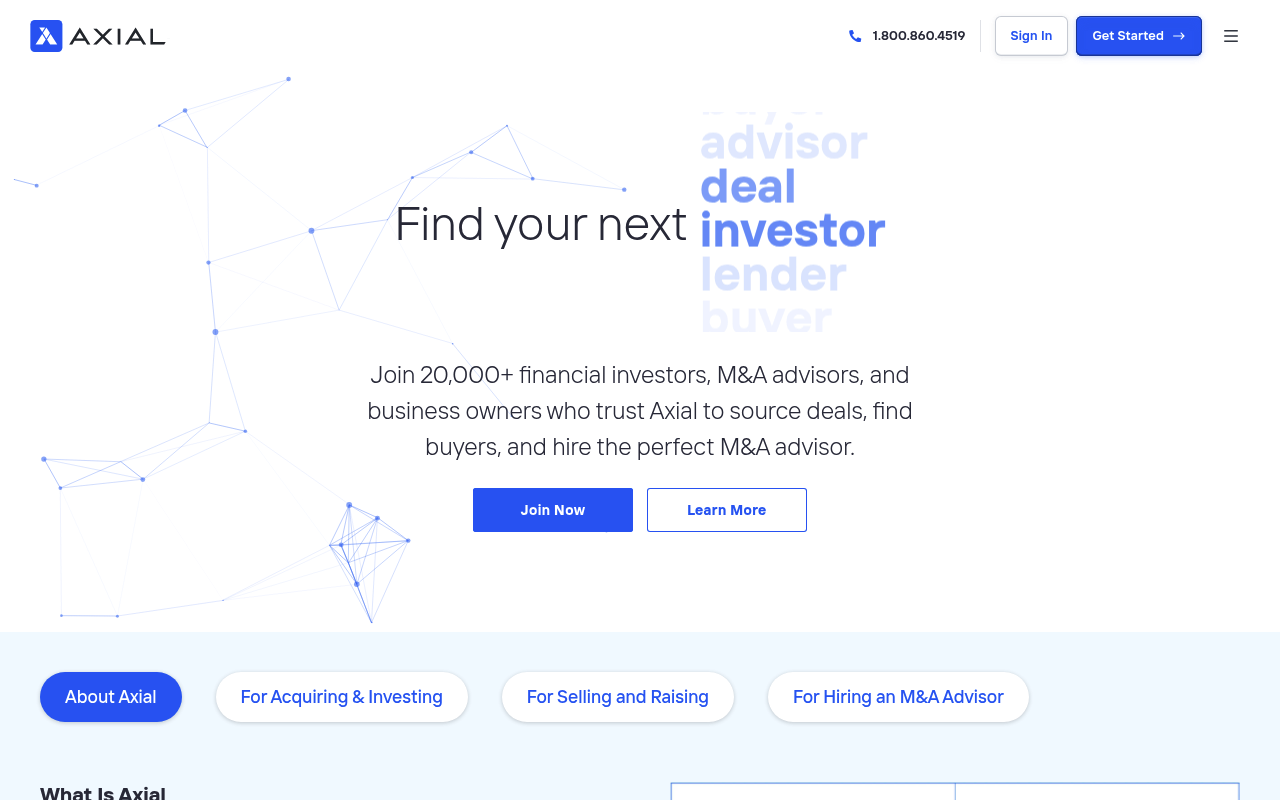 Axial Networks website screenshot