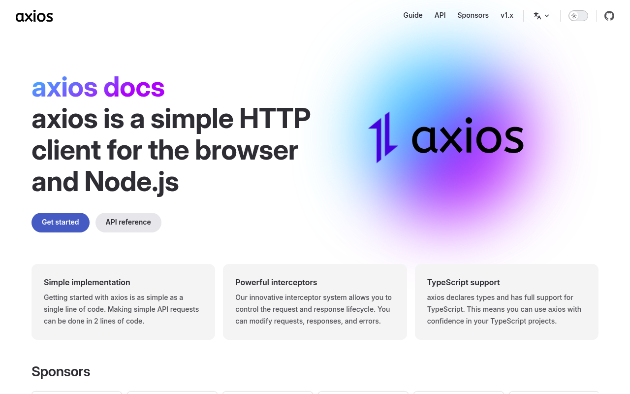 Axios website screenshot