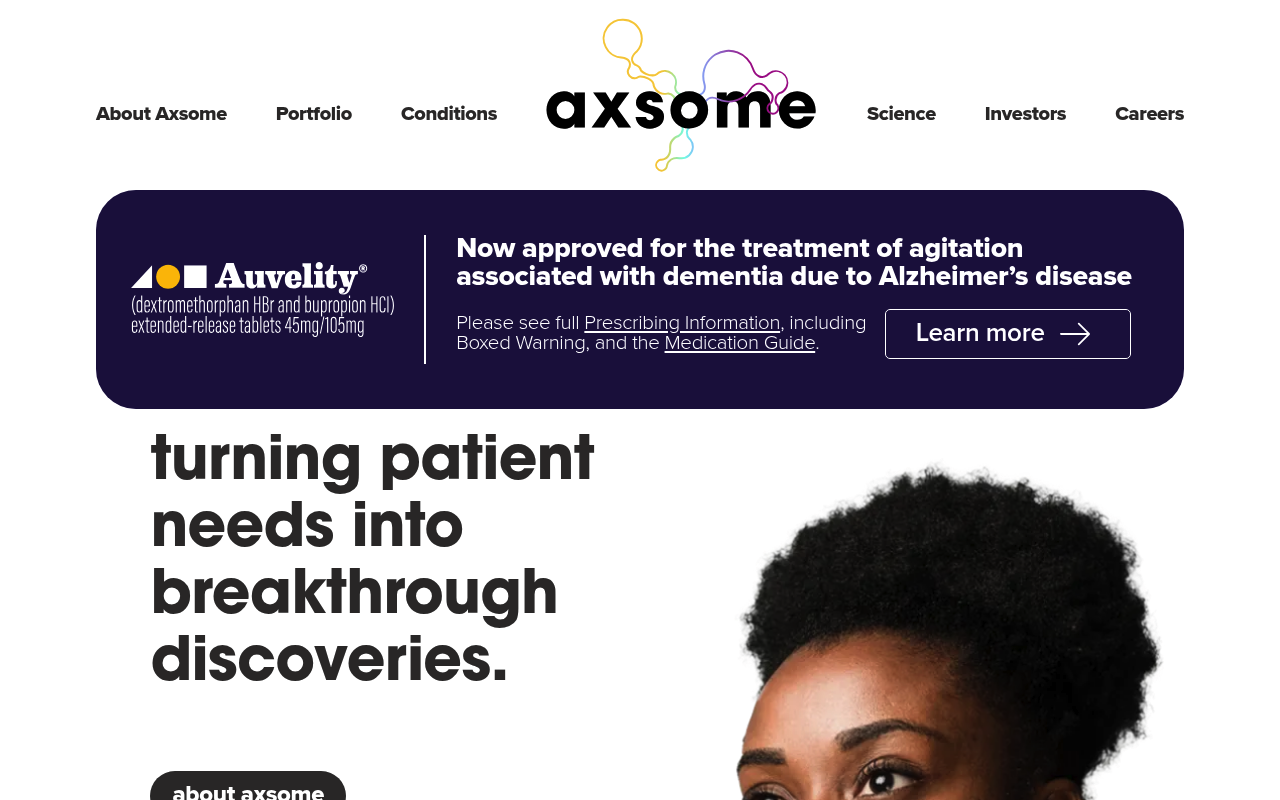 Axsome Therapeutics screenshot