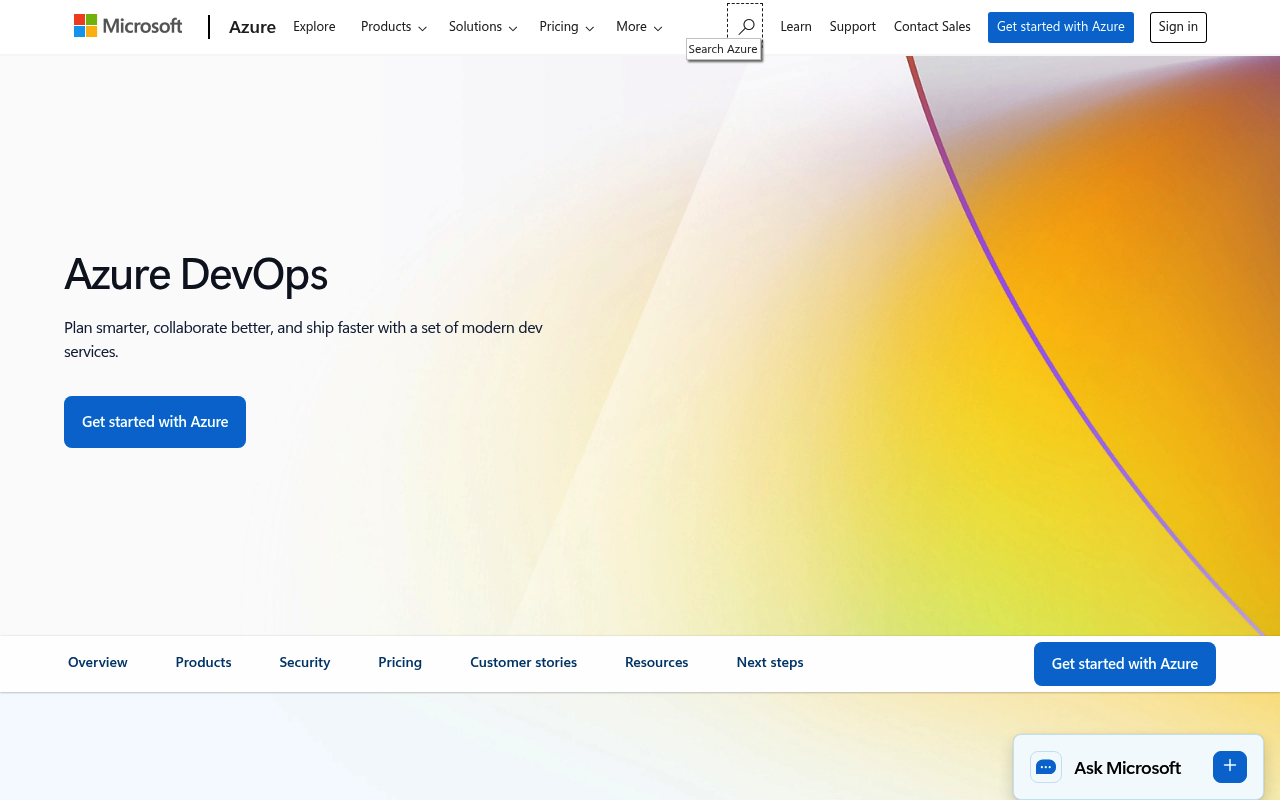 Azure DevOps website screenshot