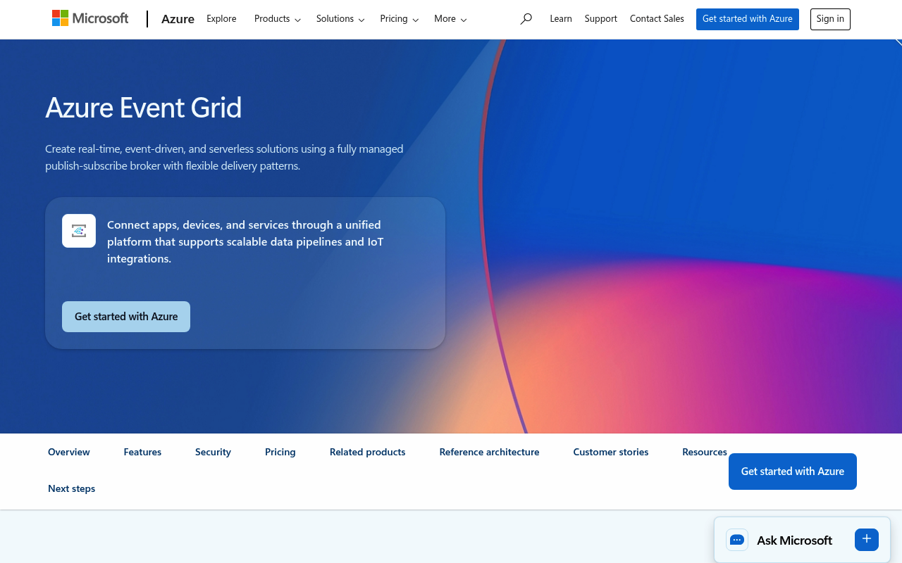 Azure Event Grid website screenshot