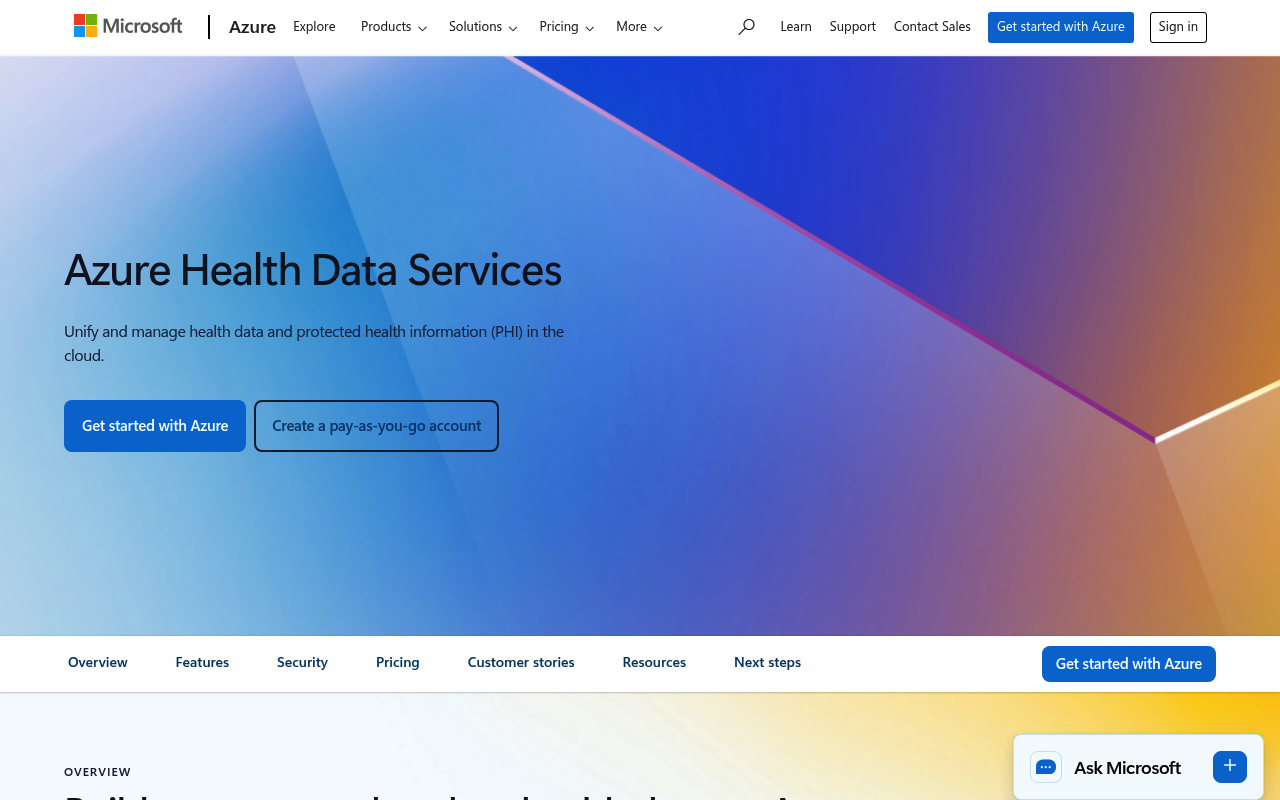 Microsoft Azure Health Data Services screenshot