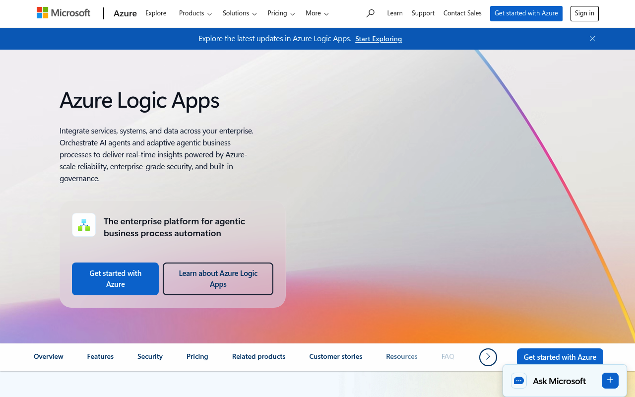 Azure Logic Apps website screenshot