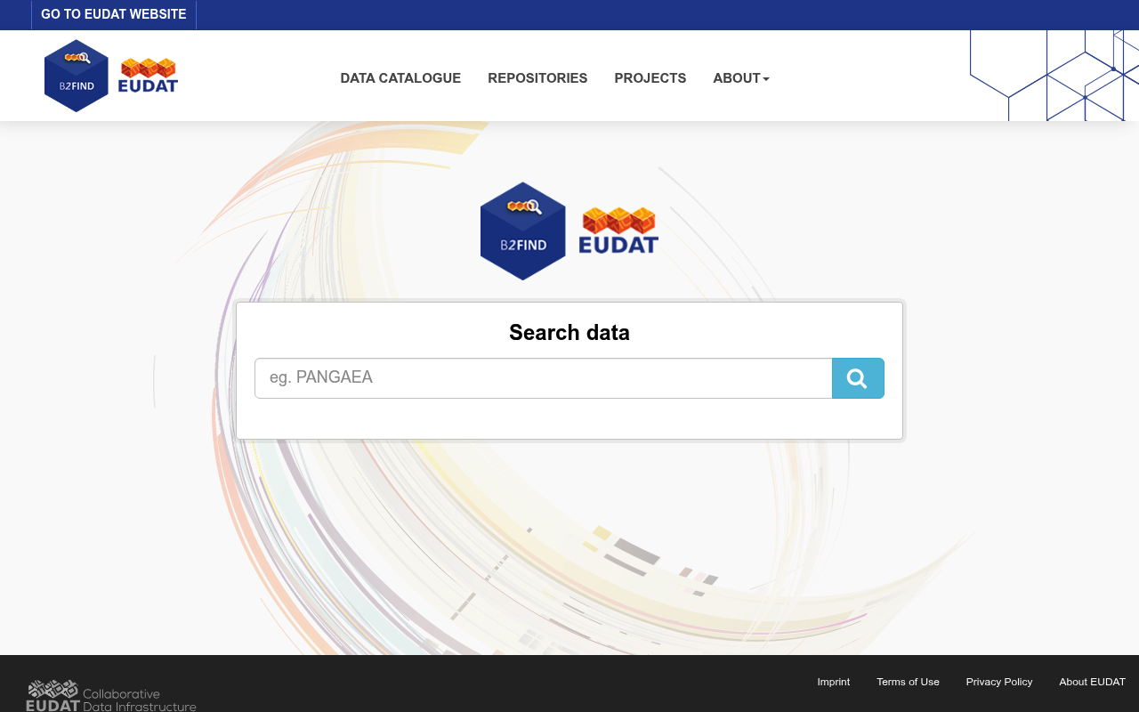 EUDAT B2FIND website screenshot